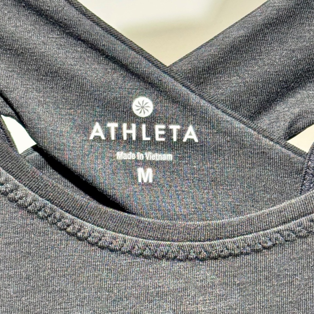Athleta Tank Top Criss Cross Back‎ Sleeveless Athletic Top Black Medium